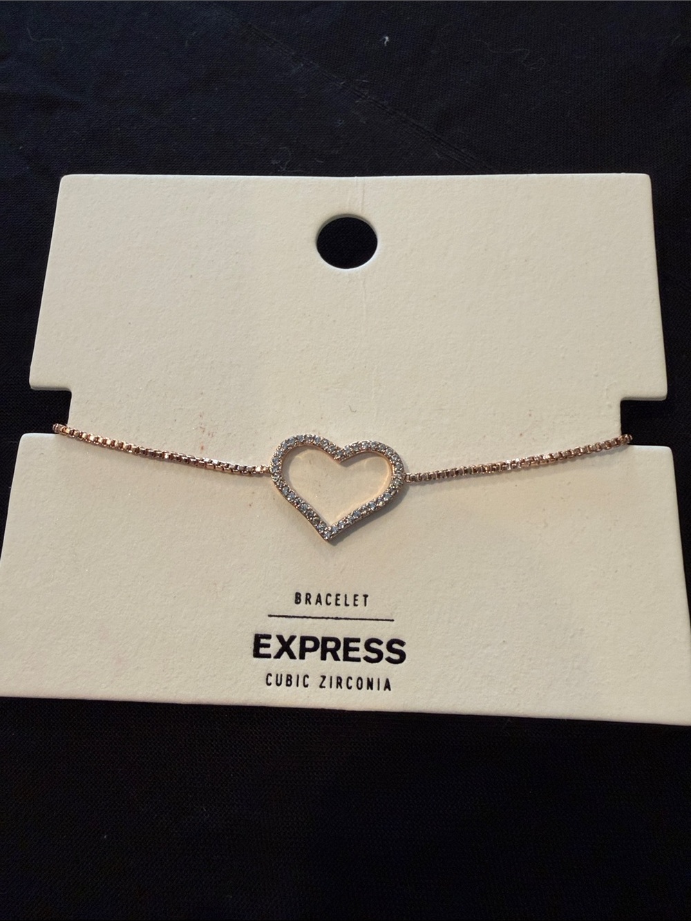 Express Rose Gold Open Heart Bracelet with Cubic Zirconia